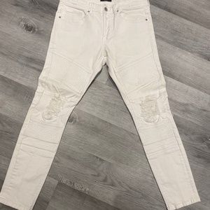 Balmain inspired white denim jeans